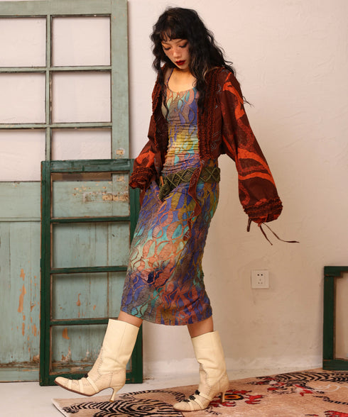 Printed Frill Line Short Jacket